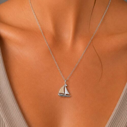 DUR Schmuck Kette "Sailor" Strandsand, Edelstahl 42cm + 5cm STN1019SA