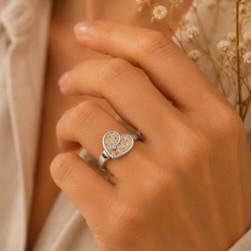 Dur Schmuck Ring "Heart" Strandsand Crystal, Edelstahl 10,5mm STR1003SA