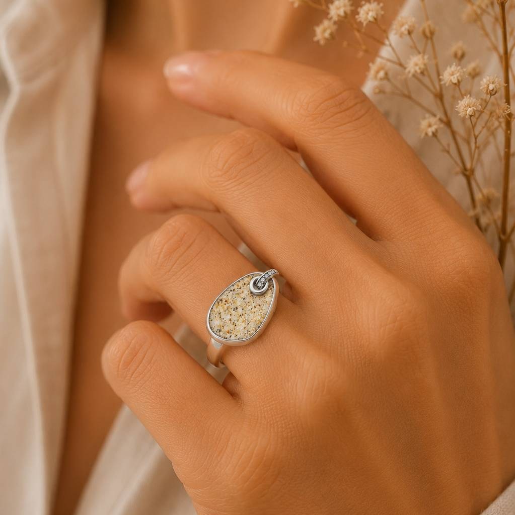 Dur Schmuck Ring "Sandglow" Strandsand Crystalstein, Edelstahl 14mm STR1010SA – Bild 2