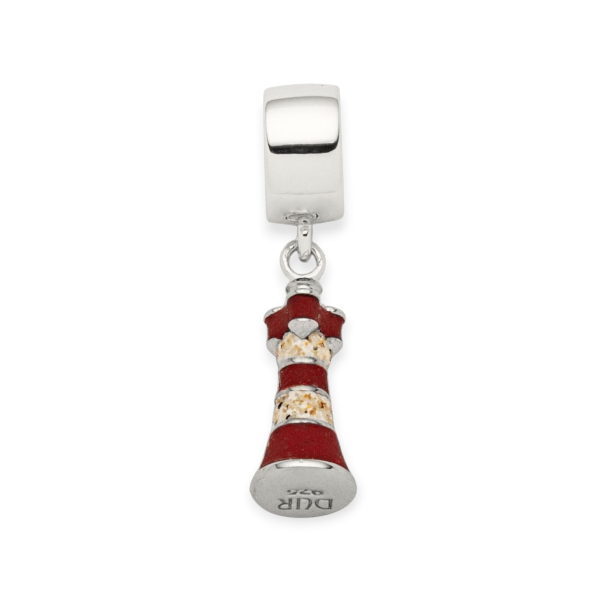 DUR Schmuck Charm LEUCHTTURM Strandsand, Koralle, Silber 925/- rhodiniert (F423) – Bild 1