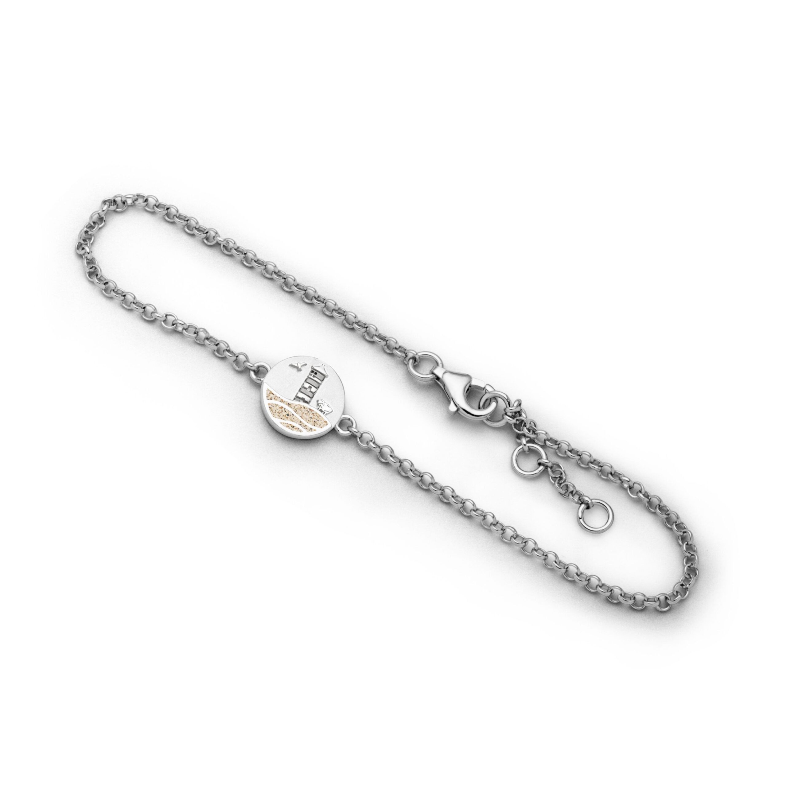 DUR Schmuck Armband Strandwellen „Pilsumer Leuchtturm“ Strandsand, Silber 925/- rhodiniert (A2005)