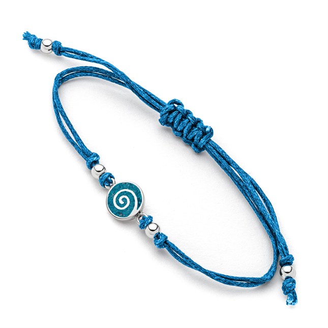 DUR Schmuck Cotton-Armband „Spirale“ Steinsand blau, Silber 925/- 17cm (A2009)