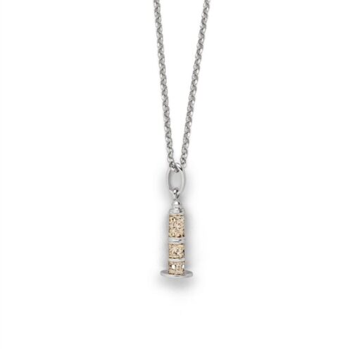 DUR Schmuck Kette „Warnemünde“ Leuchtturm Strandsand, Silber 925/- rhodiniert 42cm (K2744)