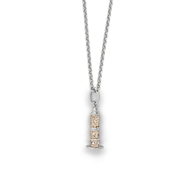 DUR Schmuck Kette „Warnemünde“ Leuchtturm Strandsand, Silber 925/- rhodiniert 42cm (K2744)