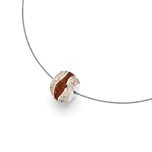 DUR Kette „Strandwellen“ Bead Strandsand, Bernsteinsand, Edelstahl, Silber 925/- 42cm (K3078)