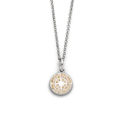 DUR Schmuck Anhänger „Kompass 2.0“ Strandsand, Silber 925/- rhodiniert (P5050)